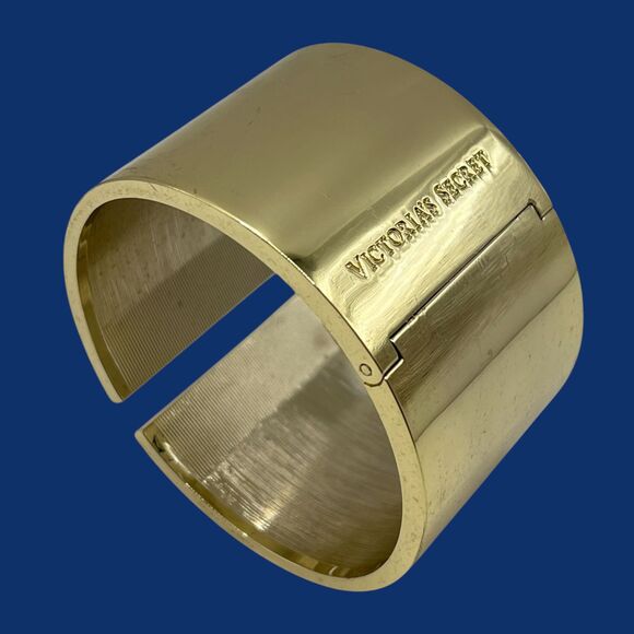 Victoria's Secret Scandalous Bracelet Gold Tone Clamper Cuff Rhinestone Wide - Picture 5 of 9